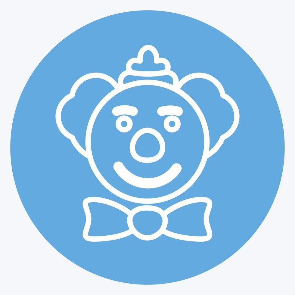Clown-Gesichtssymbol im trendigen blauen Augen-Stil isoliert auf weichem blauem Hintergrund vektor