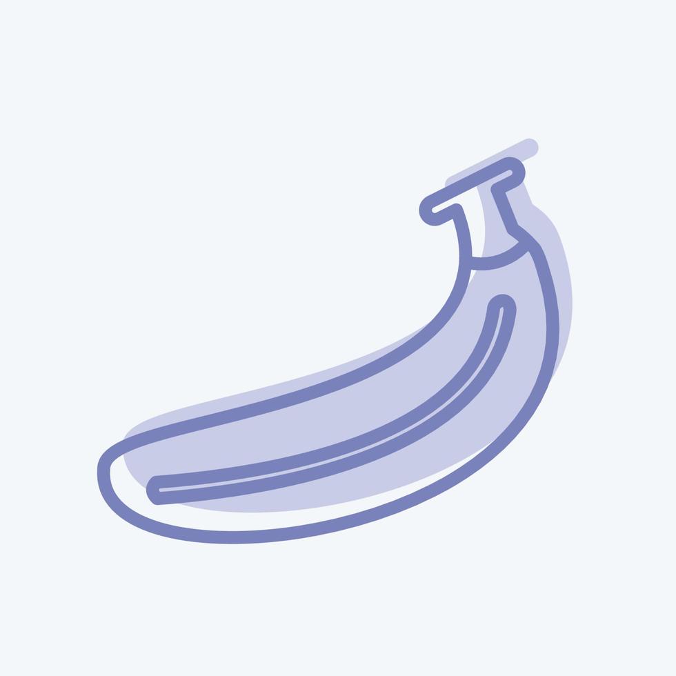 Bananen-Symbol im trendigen zweifarbigen Stil isoliert auf weichem blauem Hintergrund vektor