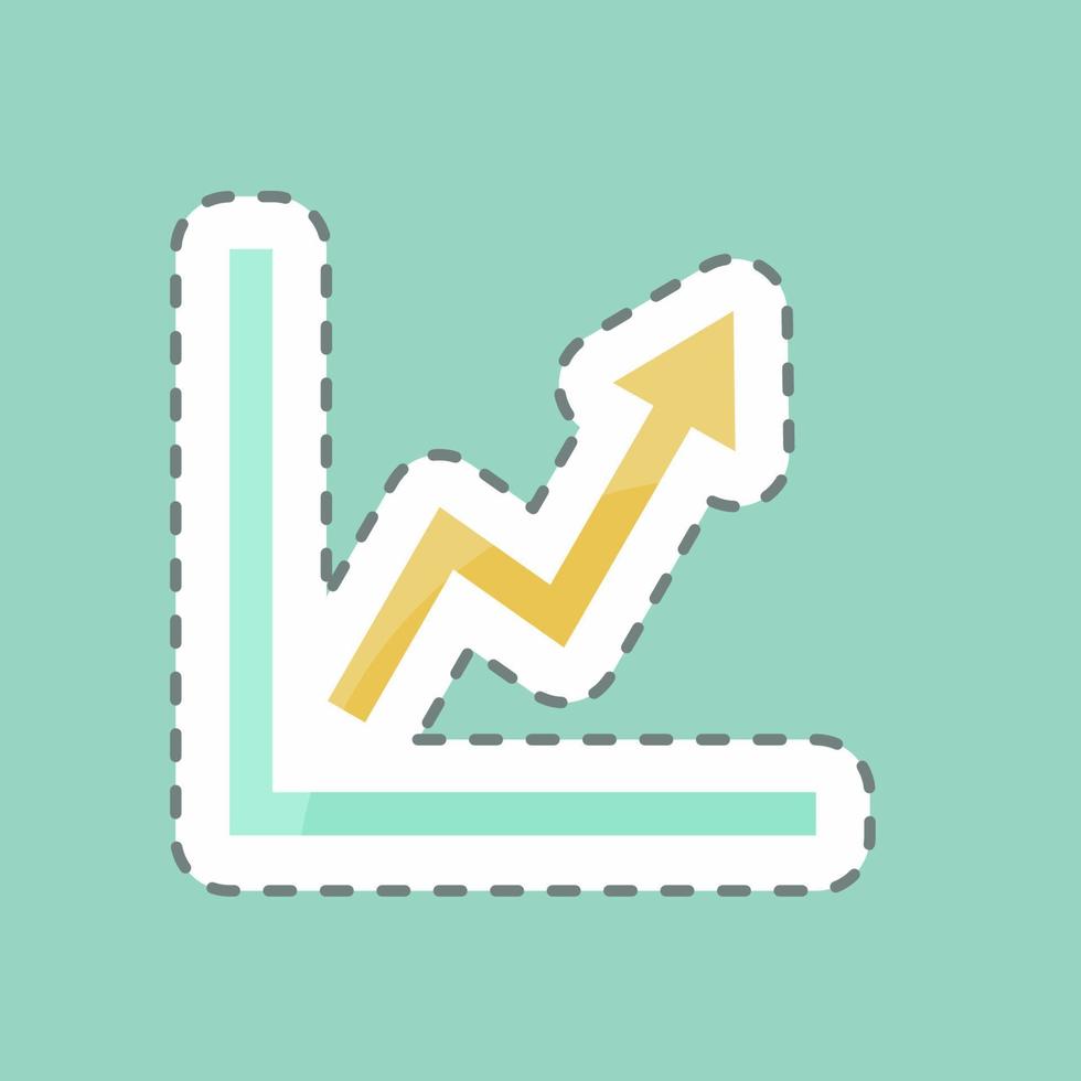 stigande linje graf klistermärke i trendiga linje skär isolerad på blå bakgrund vektor