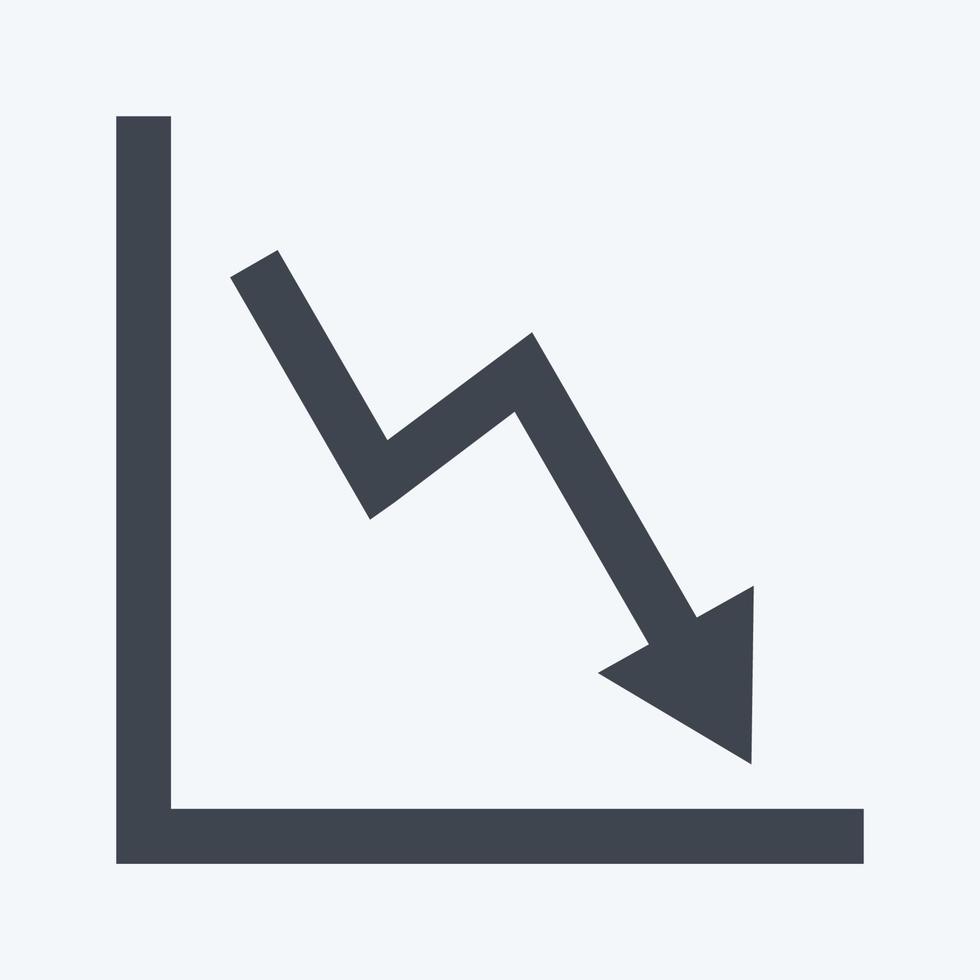 sjunkande linjediagram ikon i trendig glyph stil isolerad på mjuk blå bakgrund vektor