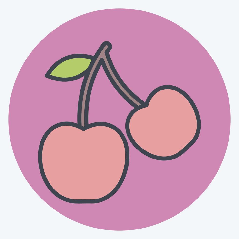 körsbär ikon i trendig färg mate stil isolerad på mjuk blå bakgrund vektor