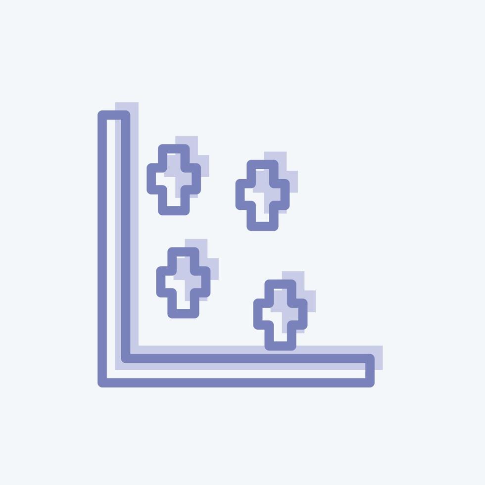 scatter plot ii-ikonen i trendig tvåtonsstil isolerad på mjuk blå bakgrund vektor