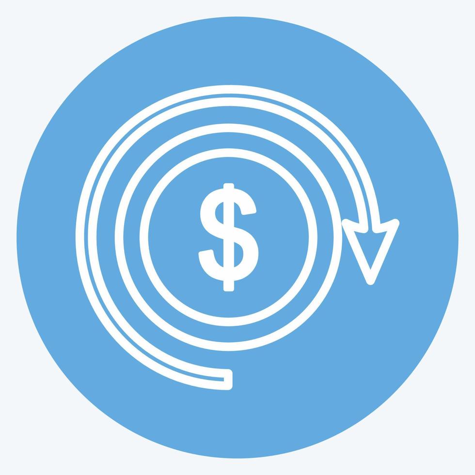 Return-on-Investment-Symbol im trendigen blauen Augen-Stil isoliert auf weichem blauem Hintergrund vektor