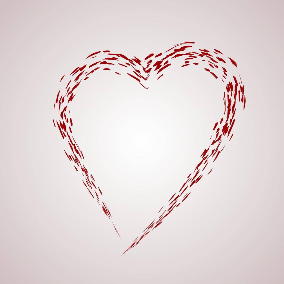 röd grunge form av hjärta. symbol för kärlek. Alla hjärtans dag vektorillustration. lätt att redigera designmall. vektor