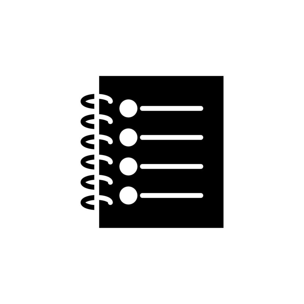 anteckningar, anteckningsblock, anteckningsbok, memo, dagbok, papper solid ikon vektor illustration logotyp mall. lämplig för många ändamål.