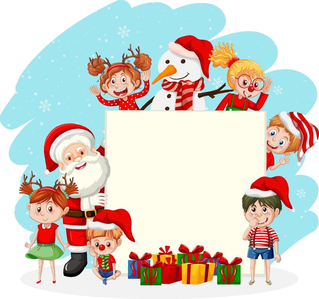tom banderoll i jultema med jultomten och barn vektor
