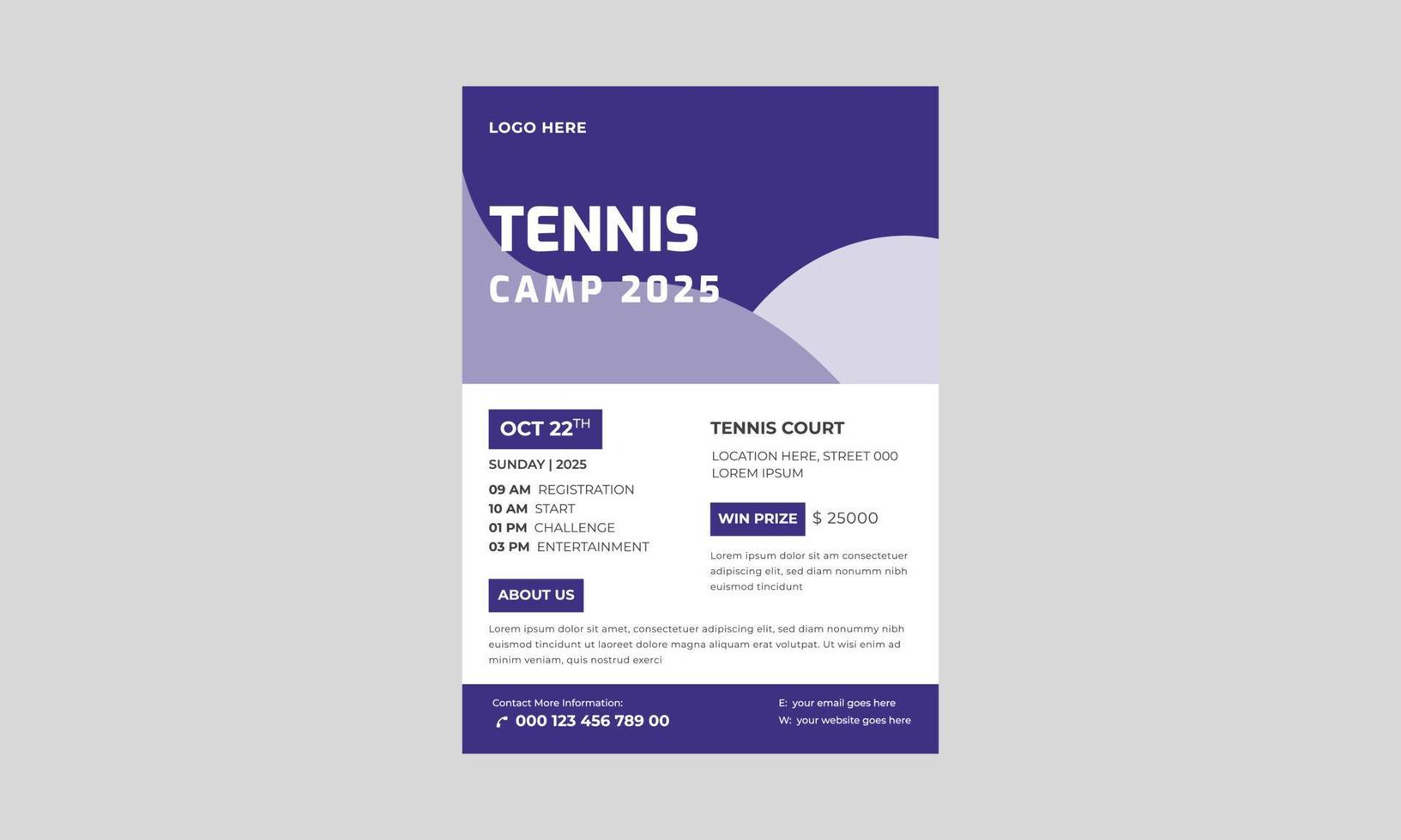 gesetzter Vektor des Tennisplakats. Design für Sportbar-Werbeflyer, Designvorlage für Tennisturnier-Flyer, Set-Vektor für Tennisplakate.