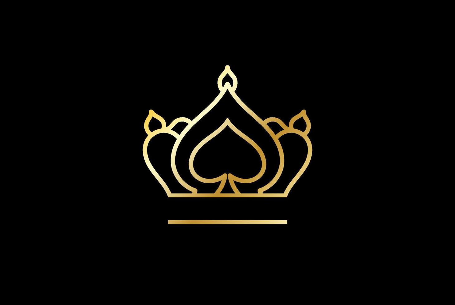 Goldener König und Pik-Ass für Poker-Logo-Design-Vektor vektor