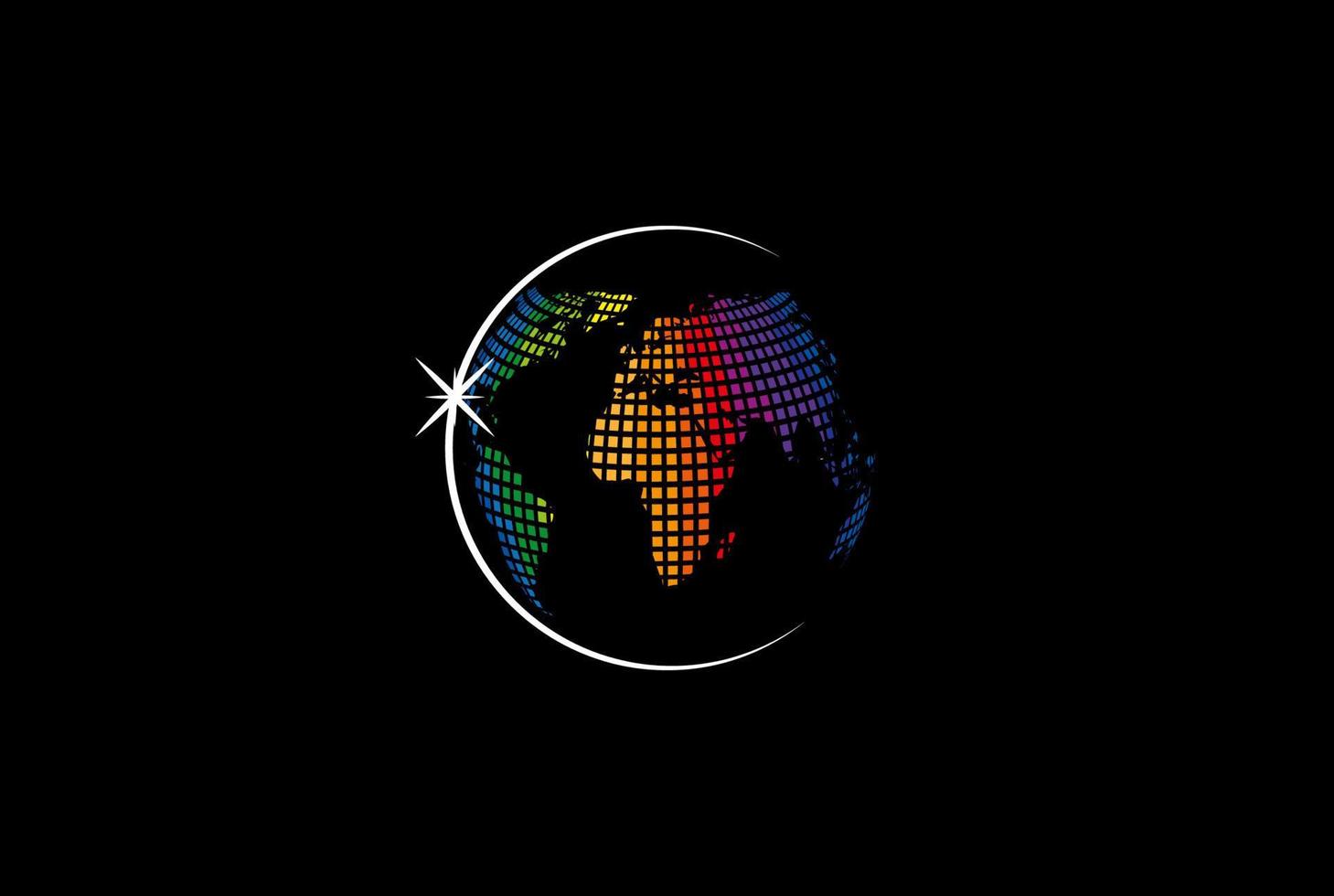 modern jordglob världskarta disco dj lampa logotyp design vektor