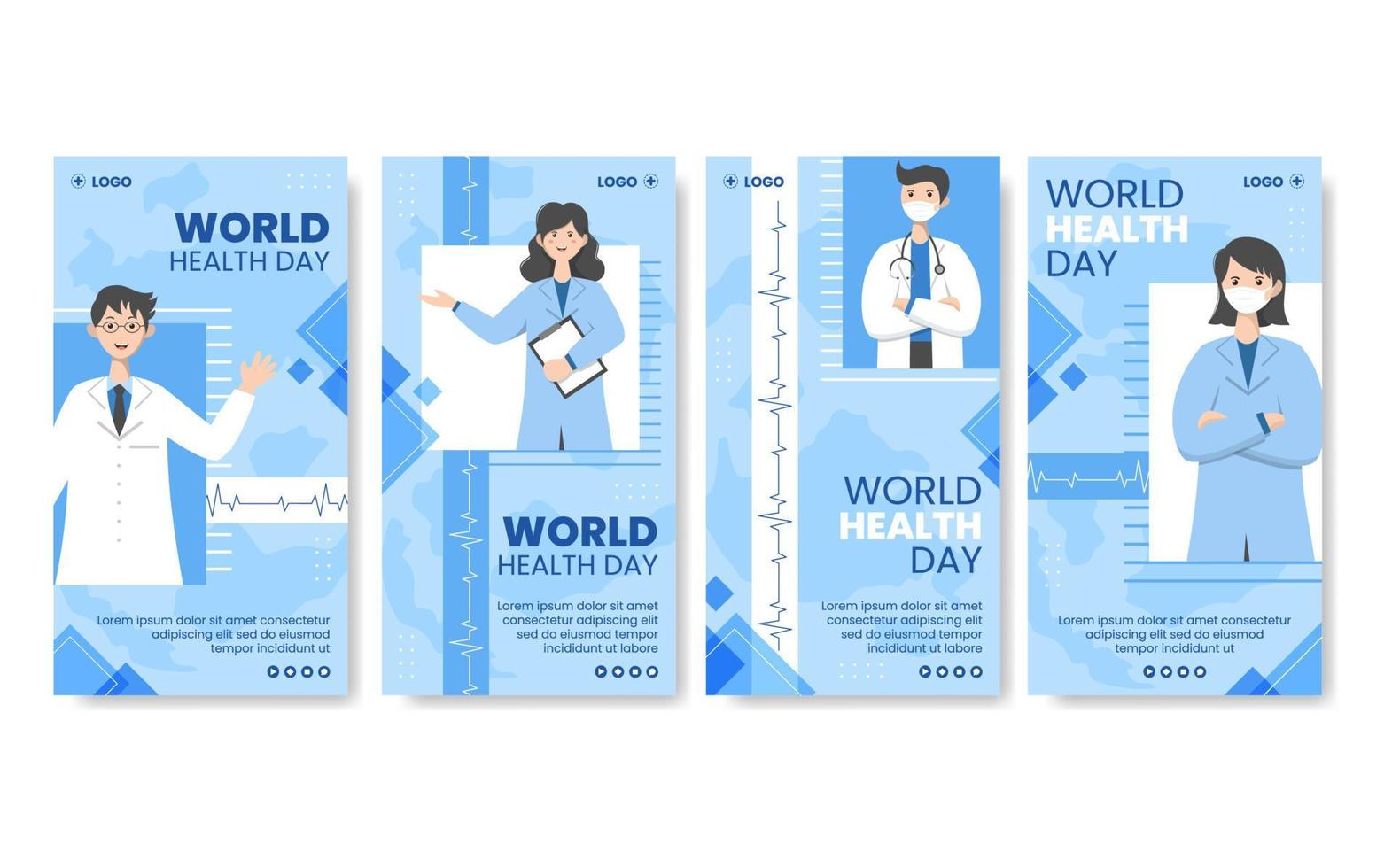 världshälsodagen berättelser mall platt sjukvård illustration redigerbar av kvadratisk bakgrund lämplig för sociala medier eller kampanj vektor