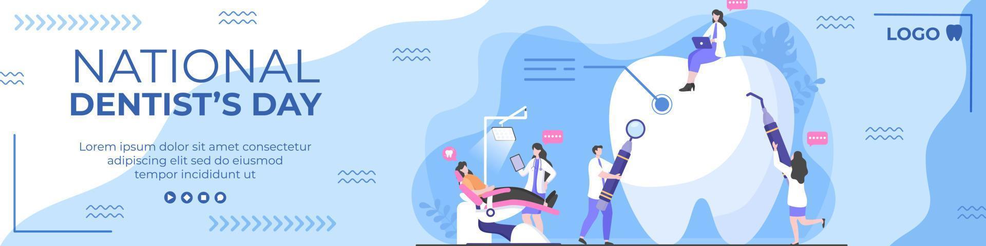 tandläkare dag banner mall platt dental design illustration redigerbar av fyrkantig bakgrund lämplig för sociala medier eller webb internet annonser vektor