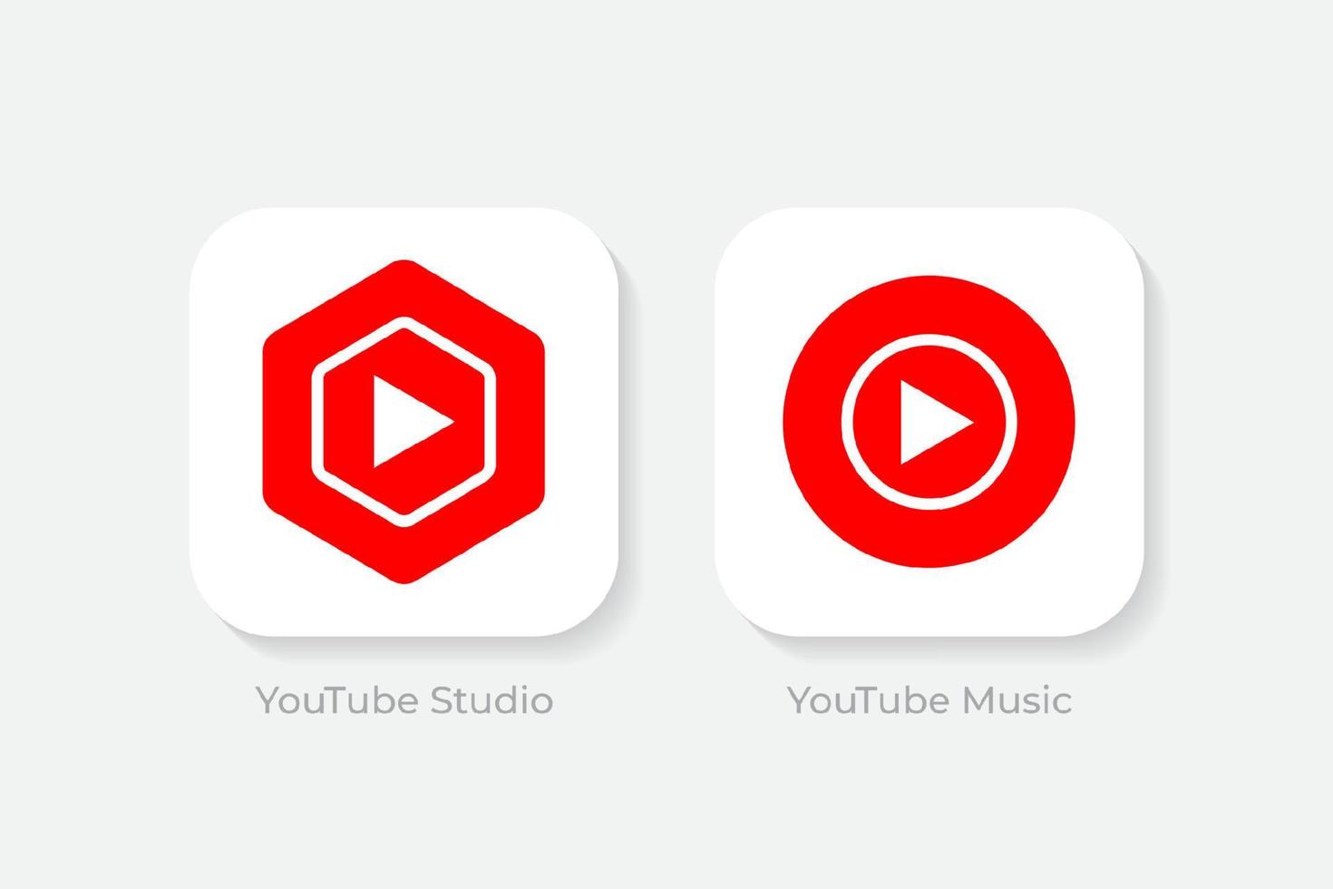 youtube studio und youtube music logos illustration vektor