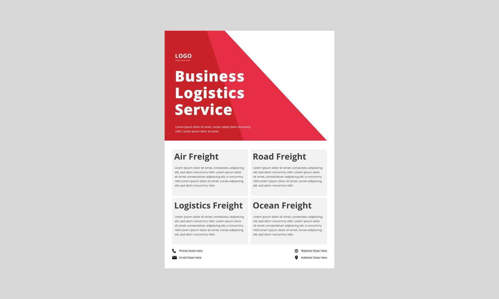 Flyer-Design für Logistikdienstleistungen. Luftfracht-Logistikdienst-Flyer, Plakatdesign. vektor