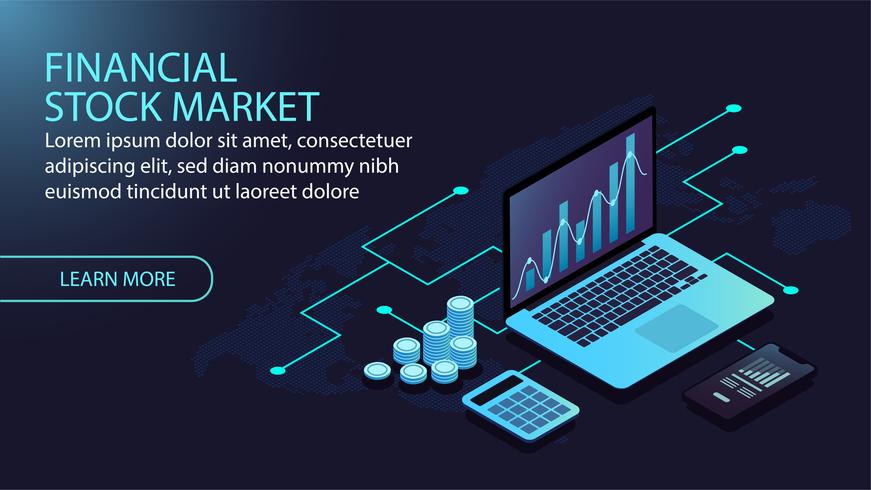 Isometrisk finansiell aktiemarknadskoncept vektor