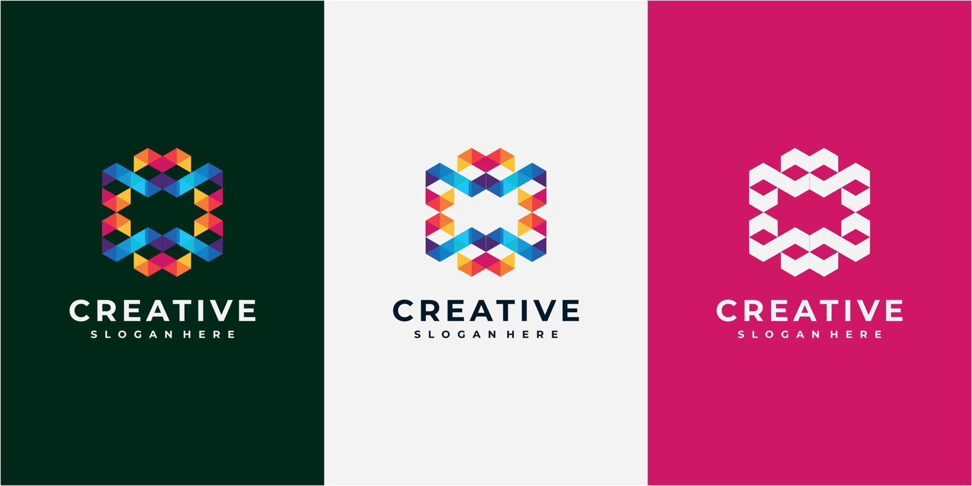 abstrakte farbenfrohe geometrische Logo-Design-Inspirationen vektor