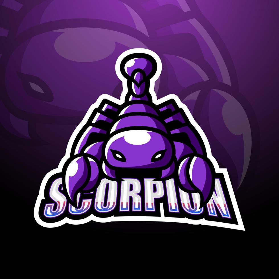 Skorpion-Maskottchen-Esport-Logo-Design vektor