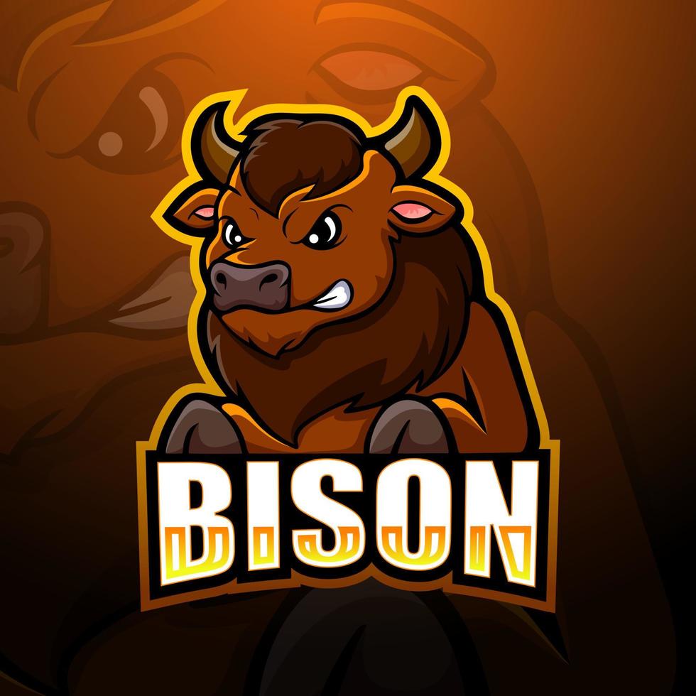 bison-maskottchen-esport-logo-design vektor