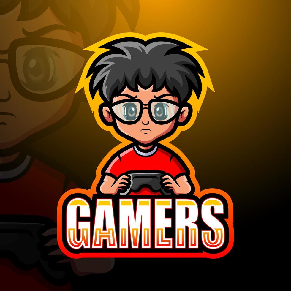 gamer boy maskottchen esport logo design vektor