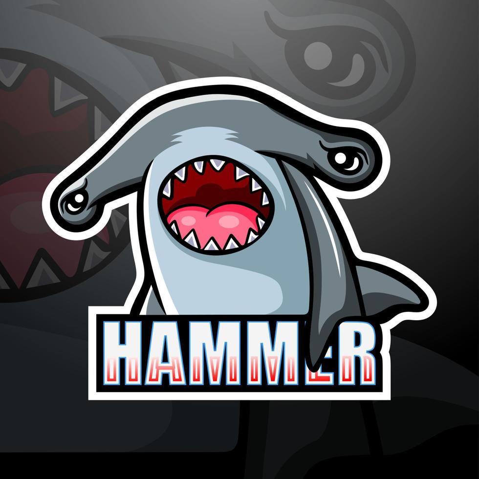 hammarhaj maskot esport logotypdesign vektor