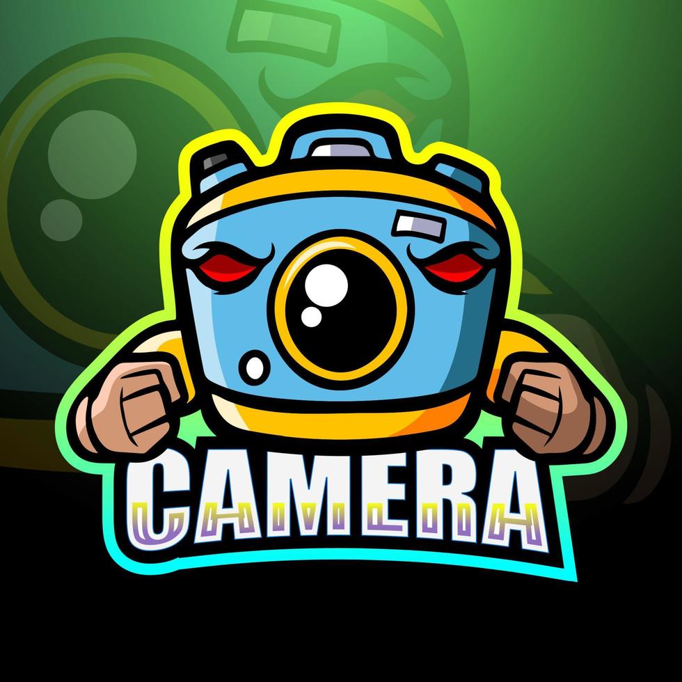 Kamera-Maskottchen-Esport-Logo-Design vektor