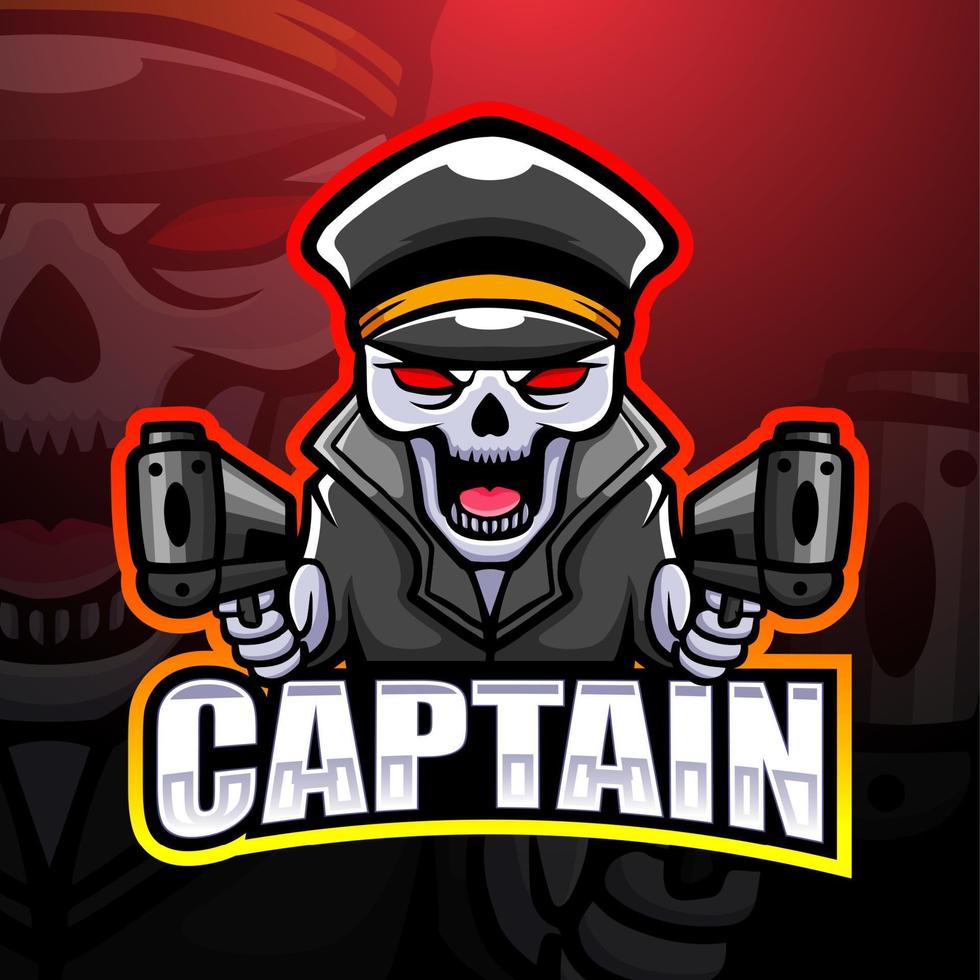 captain skull maskot esport logotypdesign vektor