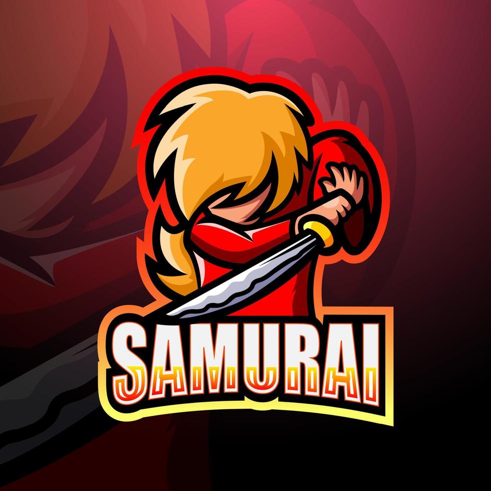 samurai-maskottchen-esport-logo-design vektor