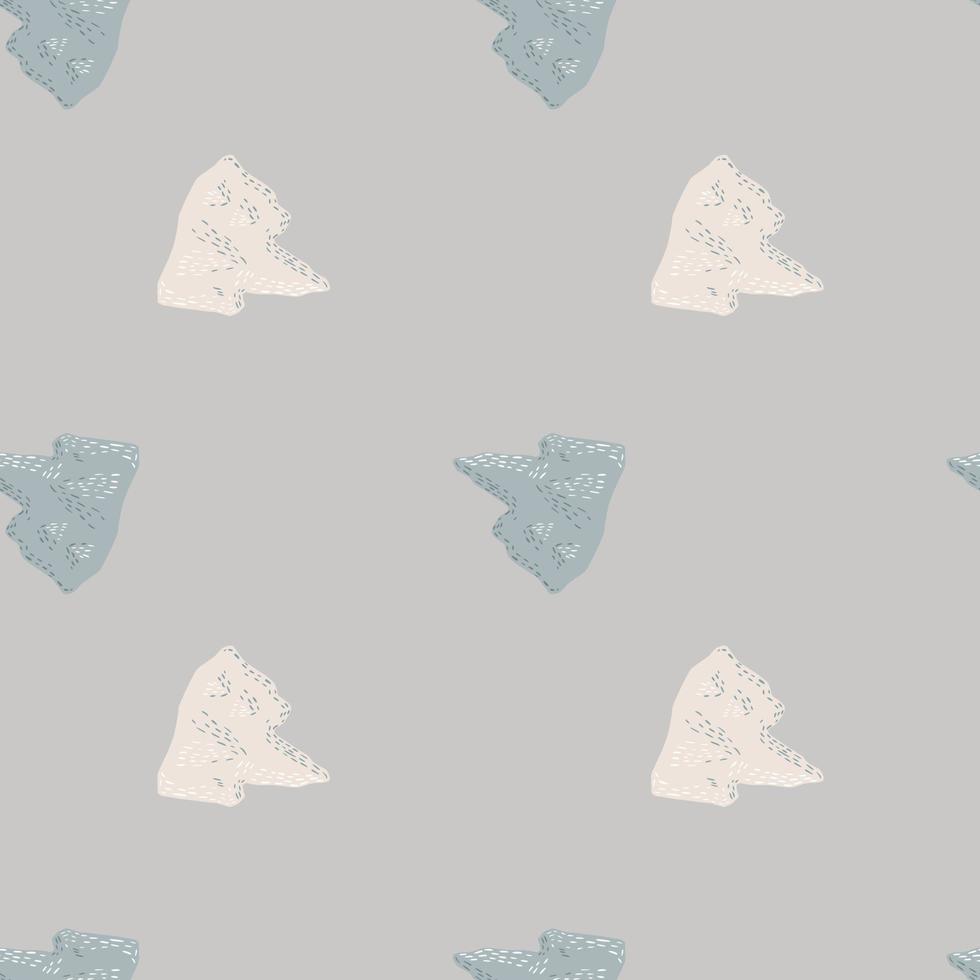 Nahtloses Muster im minimalistischen Stil mit Doodle-Eisberg-Ornament. grauer Hintergrund. Atlantische Kulisse. vektor
