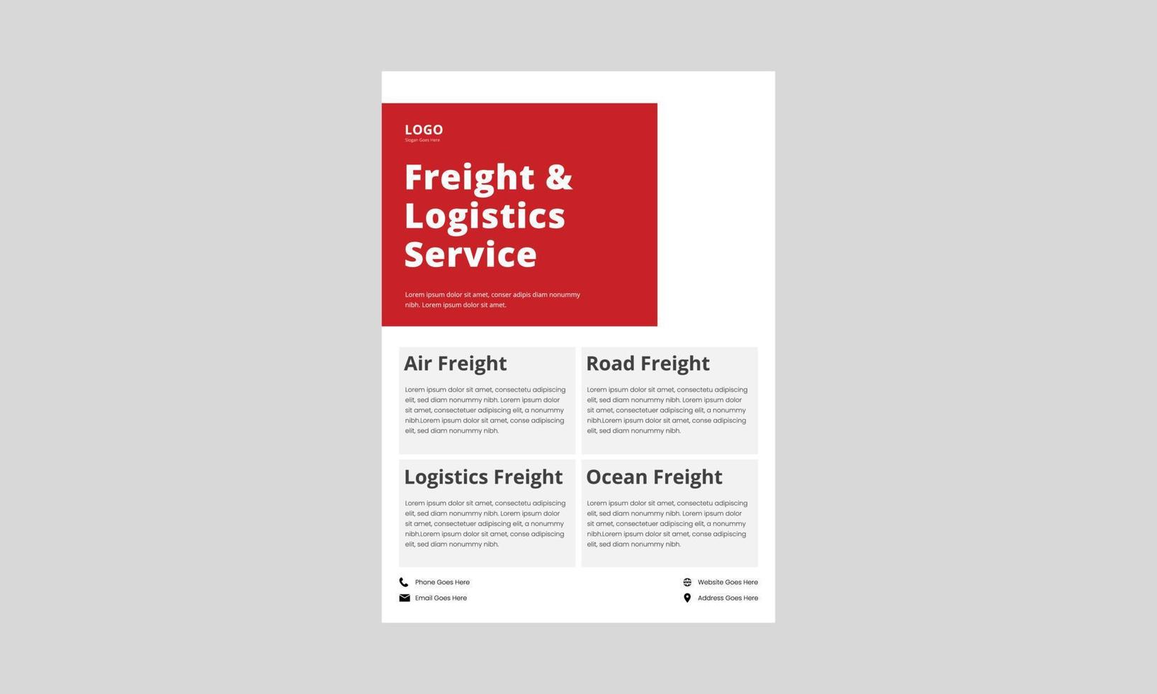 Flyer-Design für Logistikdienstleistungen. Luftfracht-Logistikdienst-Flyer, Plakatdesign. vektor