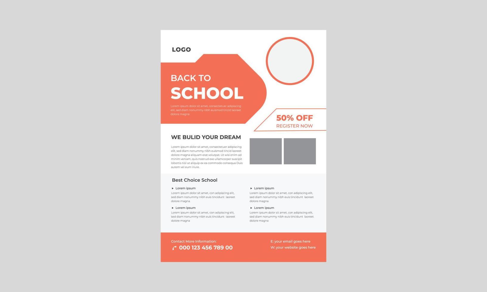 design av flygblad för antagning till skolan, reklamblad för antagning till skolan, flygblad för antagning till skolan, flygblad för antagning till skolan för barn. vektor