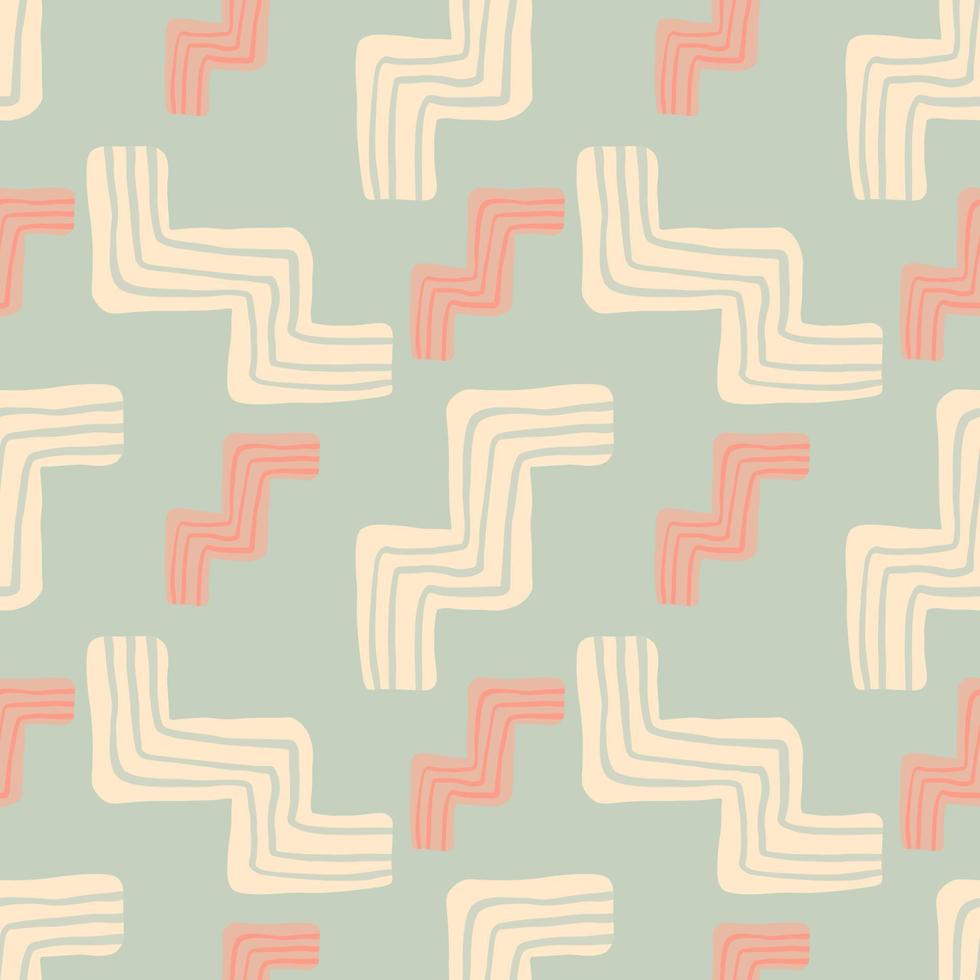 Zufälliges nahtloses Muster in Pastelltönen mit Zickzackelementen. Design in rosa und blauen Farben. vektor