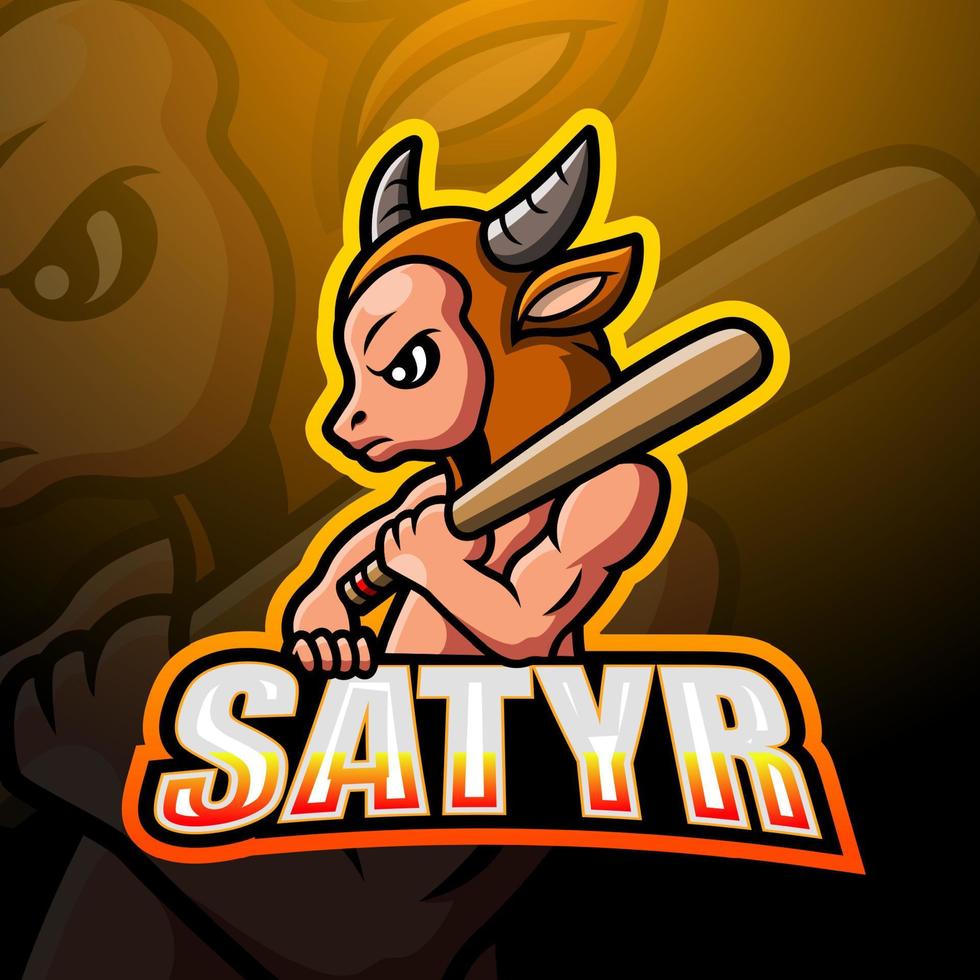 satyr maskottchen esport logo design vektor