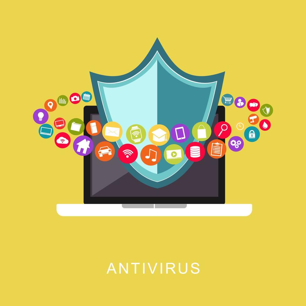 antivirus. dataskydd. datasäkerhet. vektor