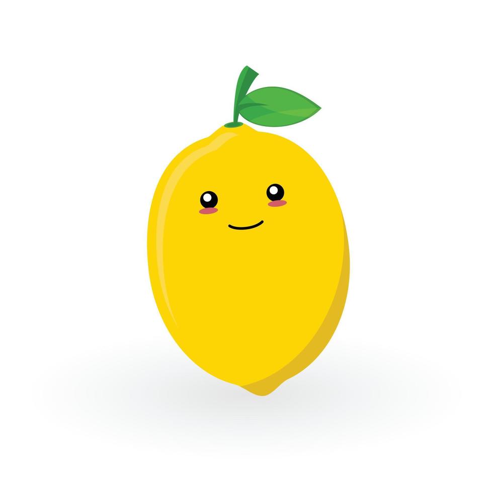 söt citron frukt 2d tecknad illustration vektor