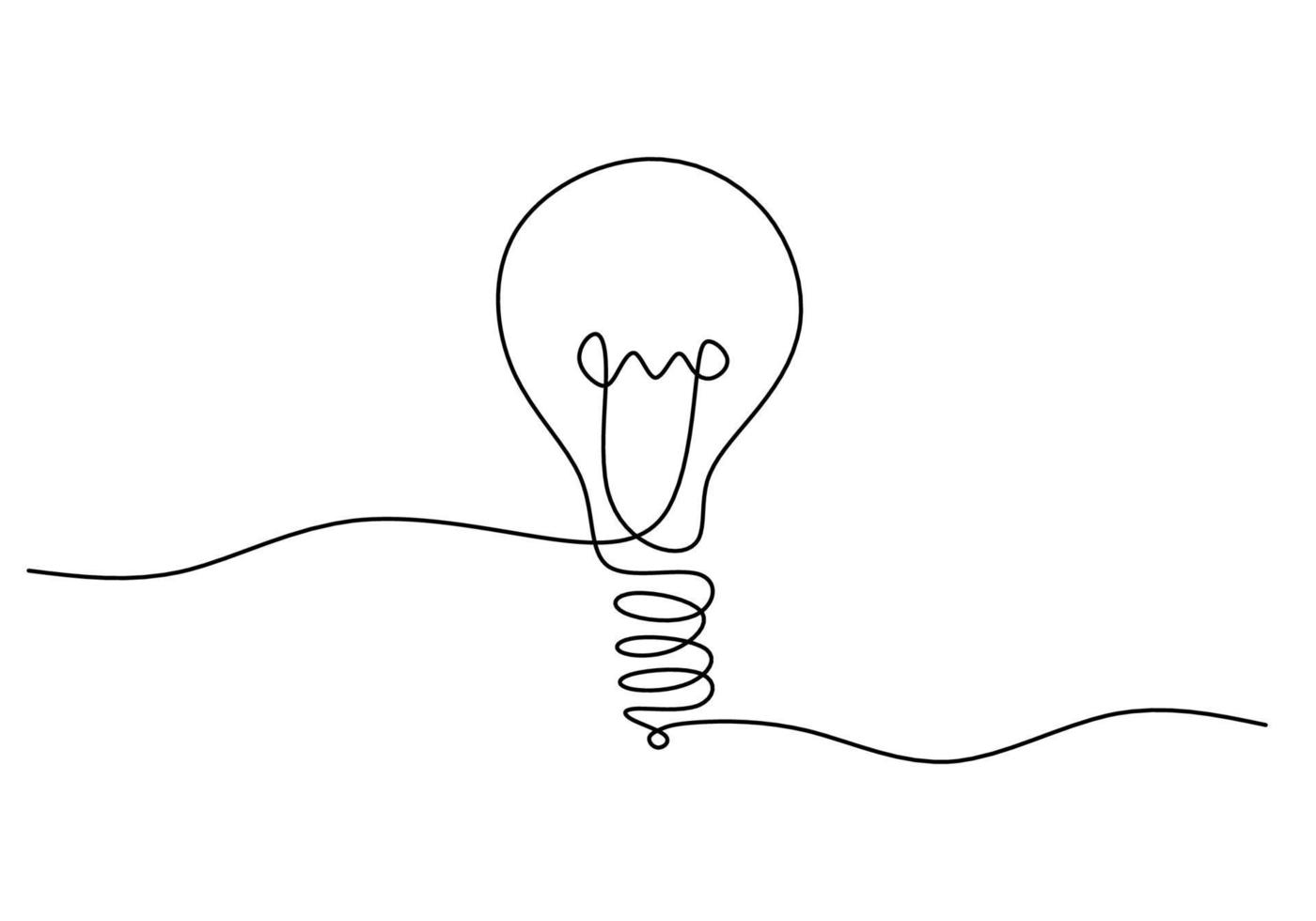 eine durchgehende einzelne Lampenlinie als Ideensymbol vektor
