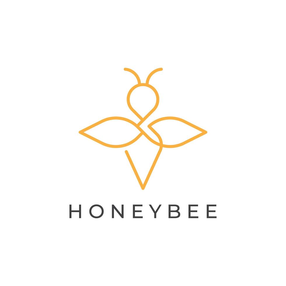 honungsbi linje logotyp design vektor