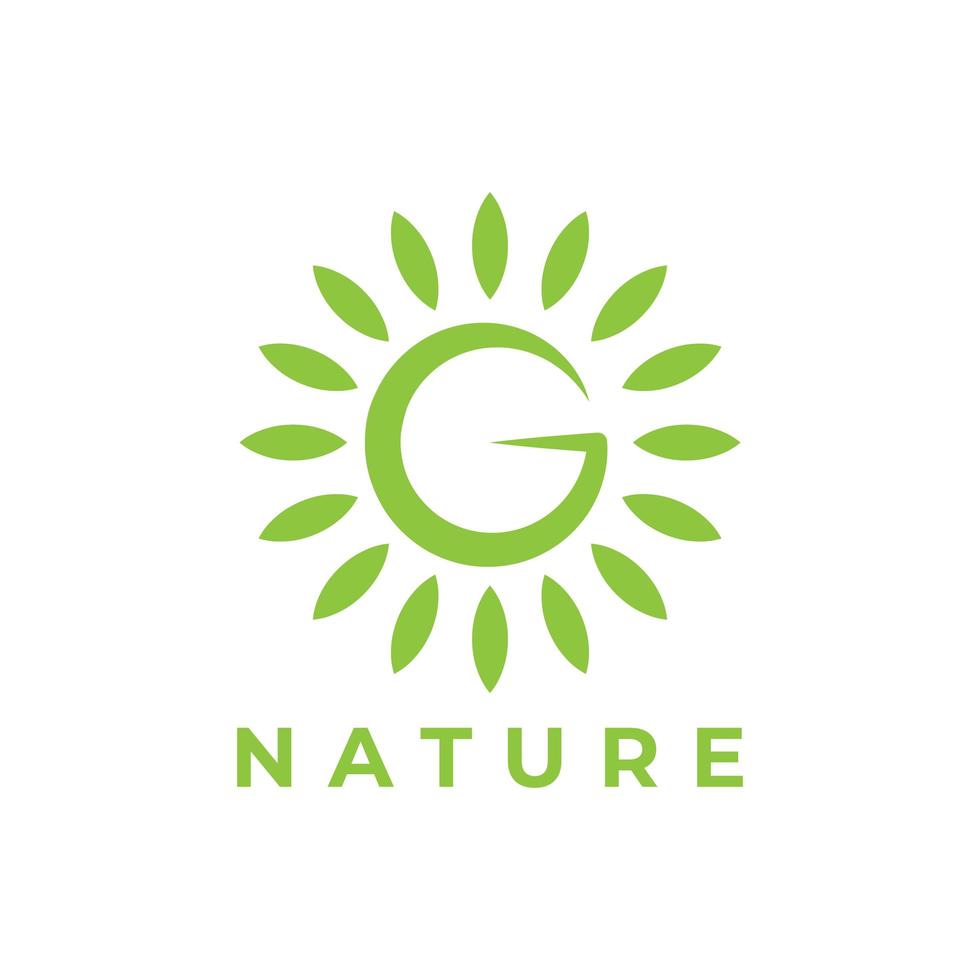 bokstaven g natur blad logotyp design vektor