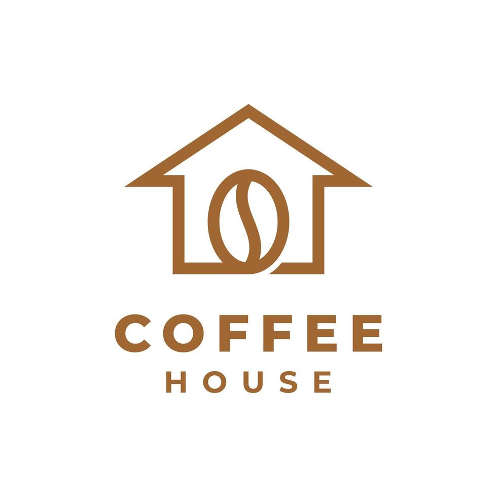 kaffeböna hus logotyp design vektor