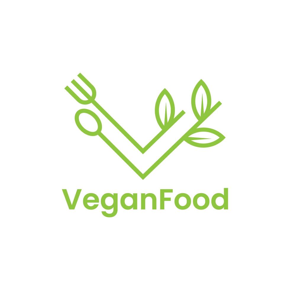 Buchstabe V Logo-Design für vegane Lebensmittel vektor