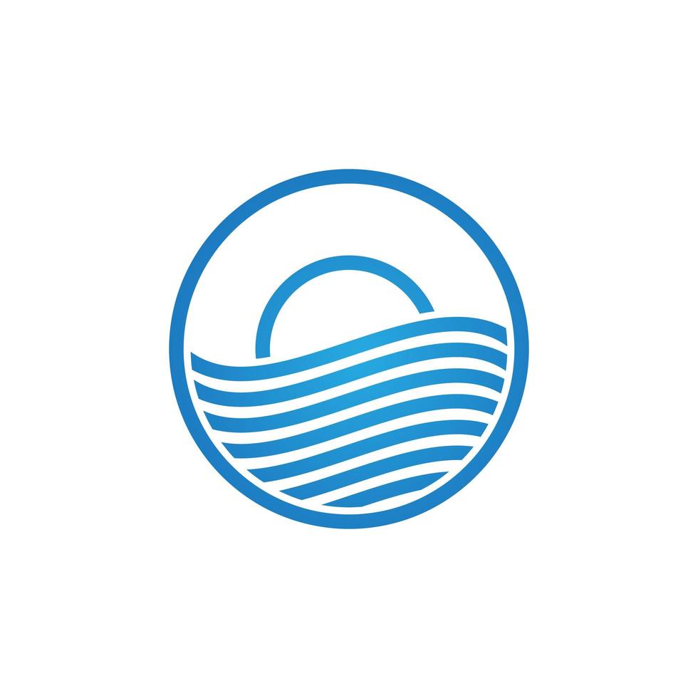 moderne Meereslinie mit Sunrise-Logo-Design vektor