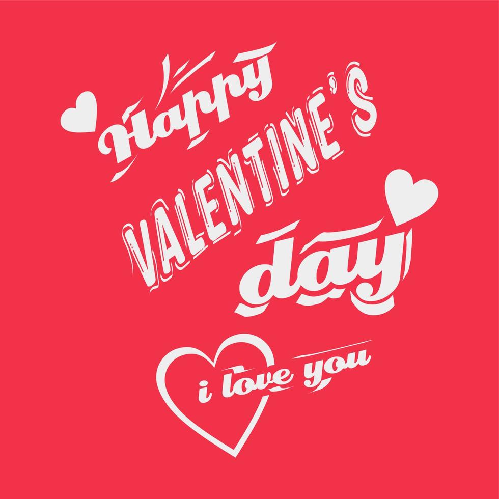 happy valentine day typografie mit herzen vektor