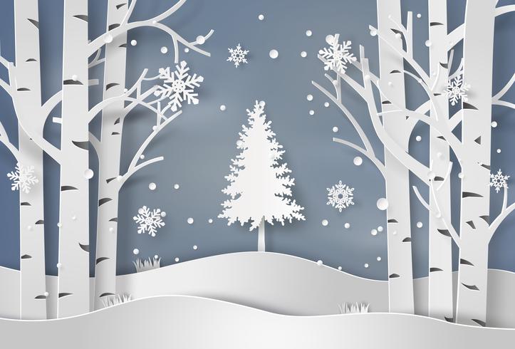 snöflingor och julgran vektor