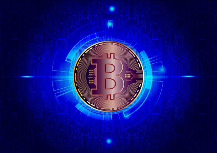 Abstrakter Hintergrund digitaler Währung Bitcoin für Technologie, Geschäft und Online-Marketing, Vektorillustration vektor