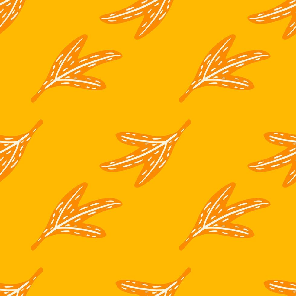 Sommerhelles, nahtloses Naturmuster mit abstrakten Blattsilhouetten. orange und gelb gefärbtes Design. vektor