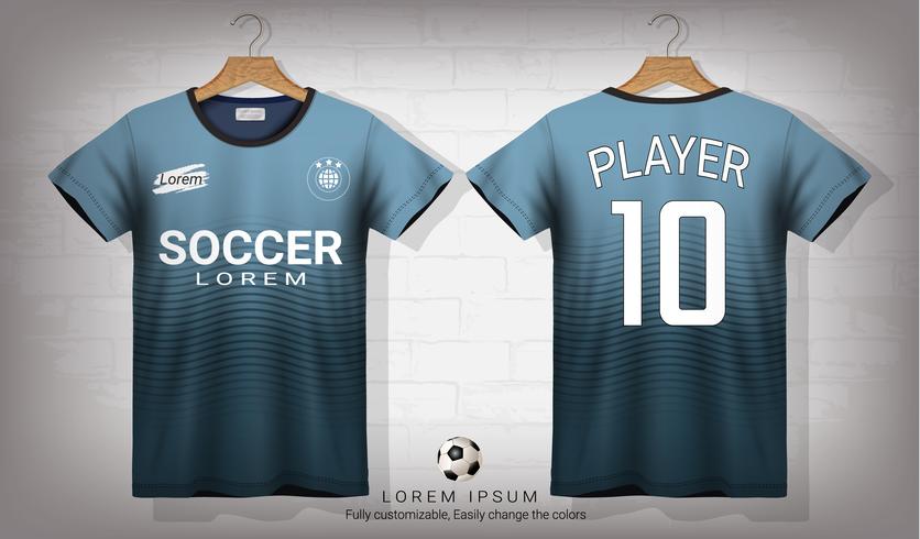 Fußballtrikot- und T-Shirt-Sportmodellschablone, Grafikdesign für Fußballausrüstung oder Activewearuniformen. vektor