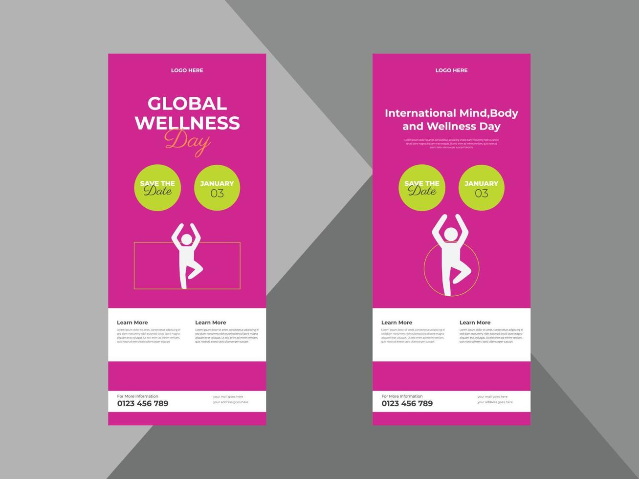 Flyer-Vorlagendesign für den globalen Wellness-Tag. global day flyer poster broschürendesign. Cover, Flyer, druckfertig vektor