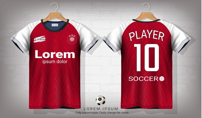 Fußballtrikot- und T-Shirt-Sportmodellschablone, Grafikdesign für Fußballausrüstung oder Activewearuniformen vektor