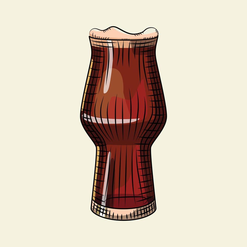 dunkles Bierglas isoliert auf hellem Hintergrund. Plakat für Alkoholgetränke. vektor