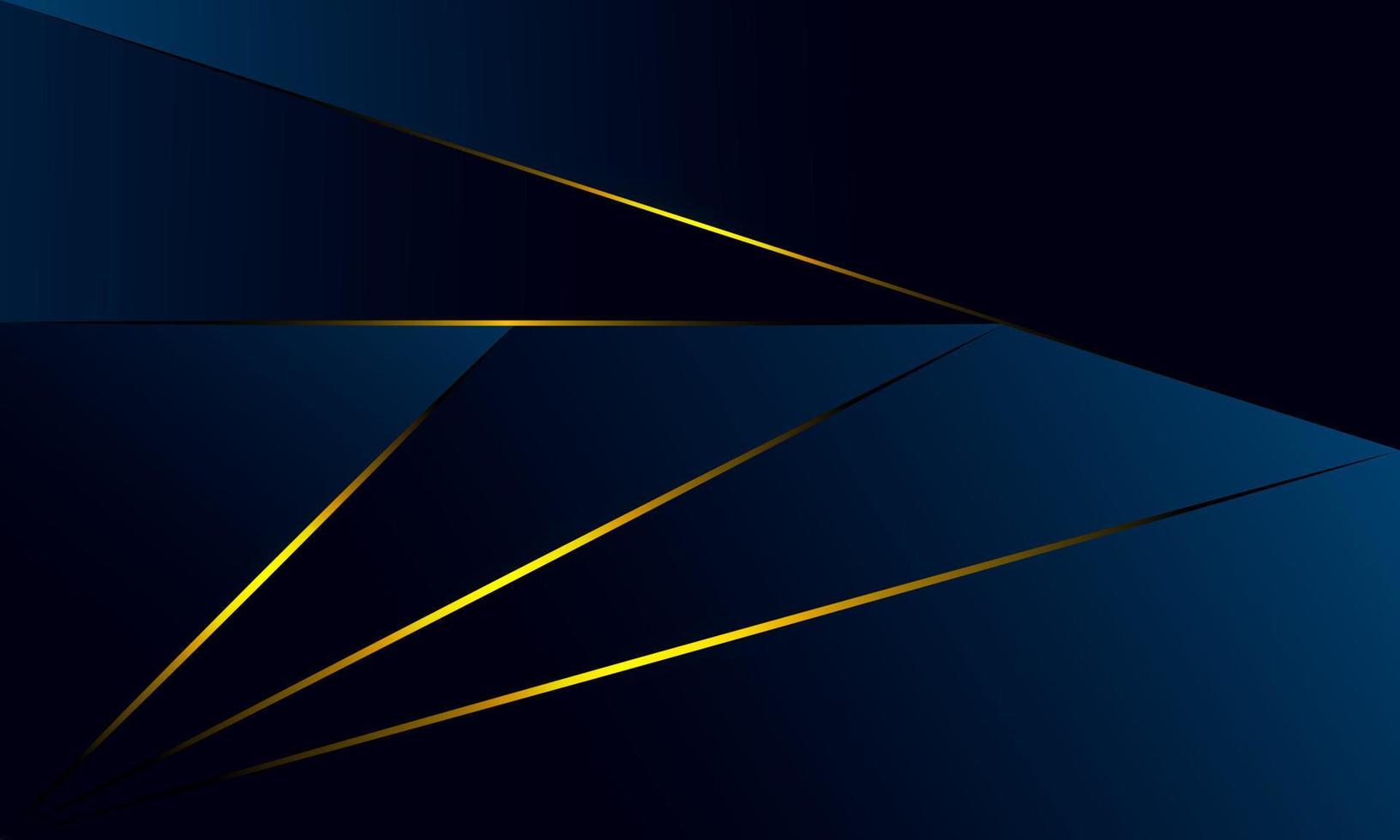 Abstrakte blaue Polygondreiecke formen Musterhintergrund mit goldener Linie und Lichteffektluxusart. digitales Technologiekonzept des Illustrationsvektordesigns. vektor