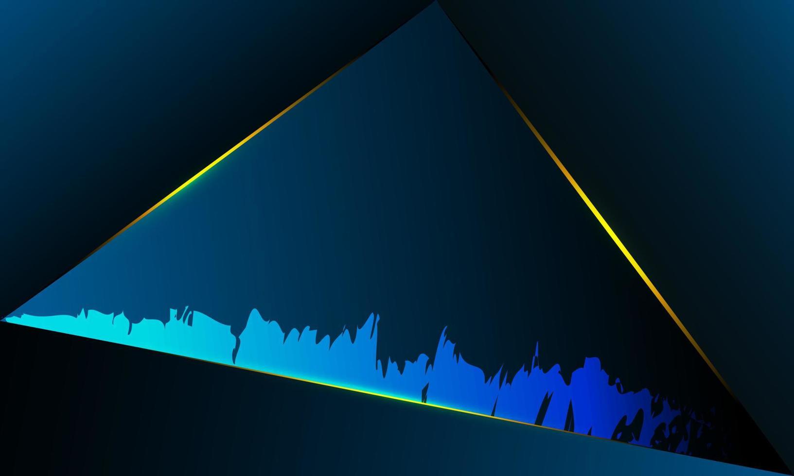 abstrakt blå polygon trianglar form mönster bakgrund med gyllene linje och ljuseffekt lyx stil. illustration vektor design digital teknik koncept.