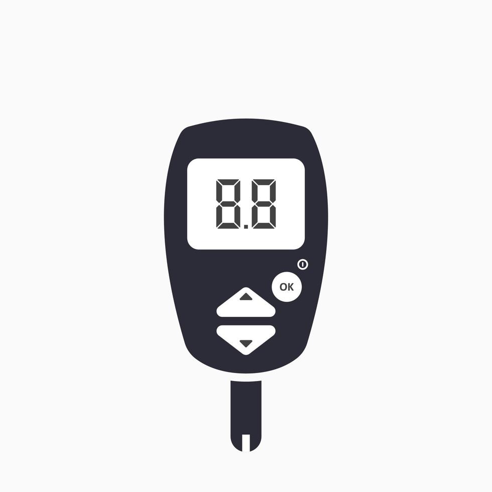 Vorlage leeres Zifferblatt auf Glukometer. Gerät für den Blutzuckertest. Diabetes-Glukometer-Symbol. Vektor